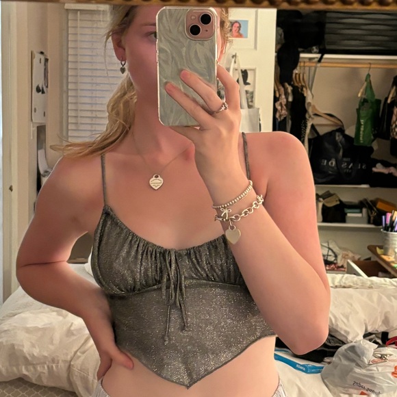 Urban Outfitters Silver Sparkly Top - Picture 2 of 4